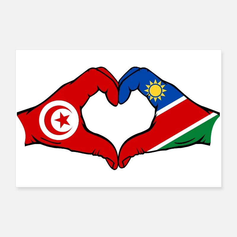 Tunesien Namibia Flagge Hände Herzform used Poster 90x60 cm