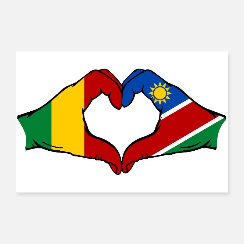 Drapeau du Mali Nairobi Mains Cœur Poster 90 x 60 cm