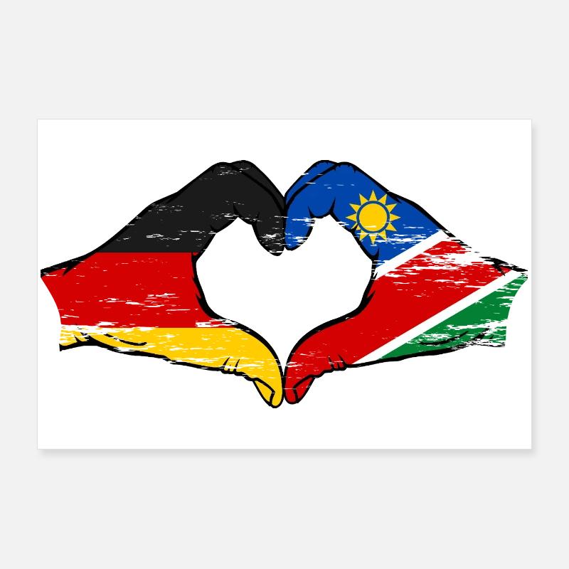Deutschland Namibia Flagge Hände Herzform used Poster 90x60 cm