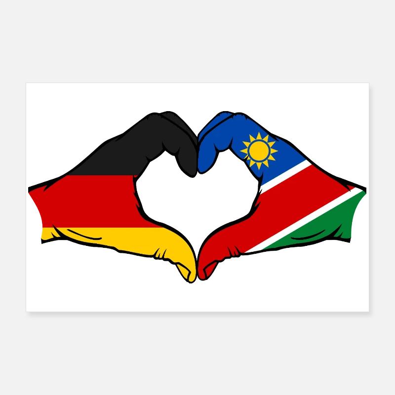Germany Namibia Flag Hands Heart Shape Poster 36" x 24" (90x60 cm)