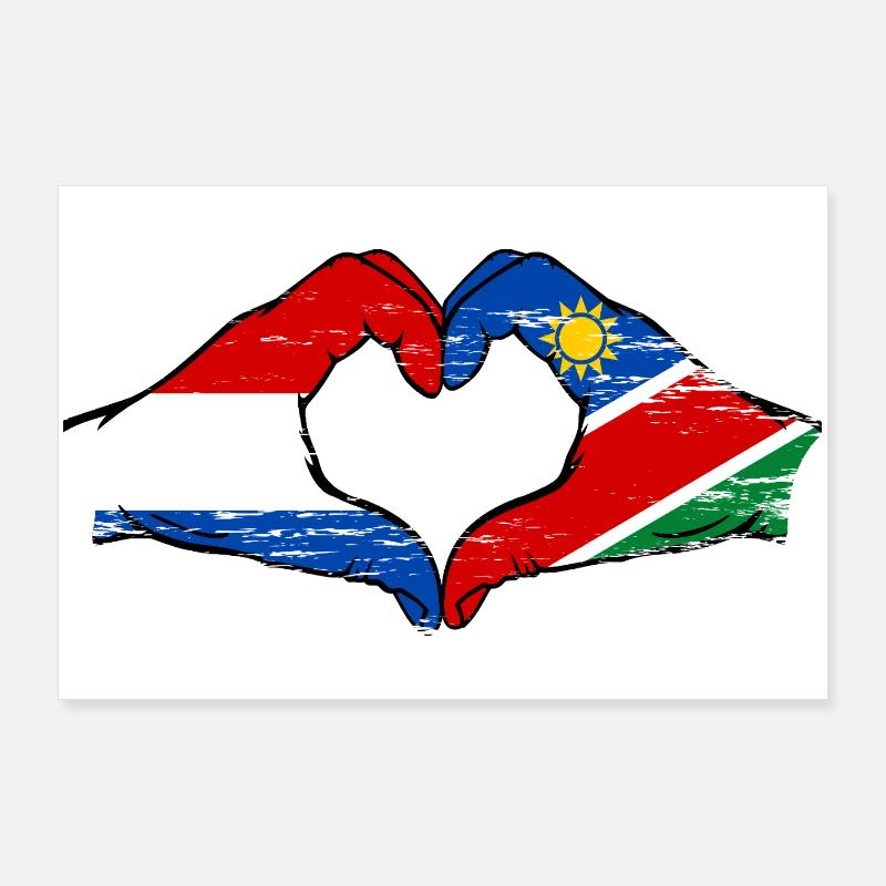 Holland Namibia flag hands heart shape Poster 36" x 24" (90x60 cm)