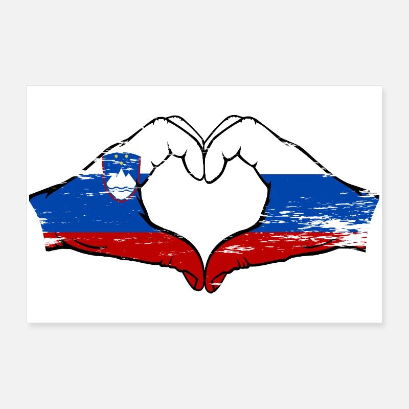 Slovénie Russie Drapeau Coeur Poster 90 x 60 cm