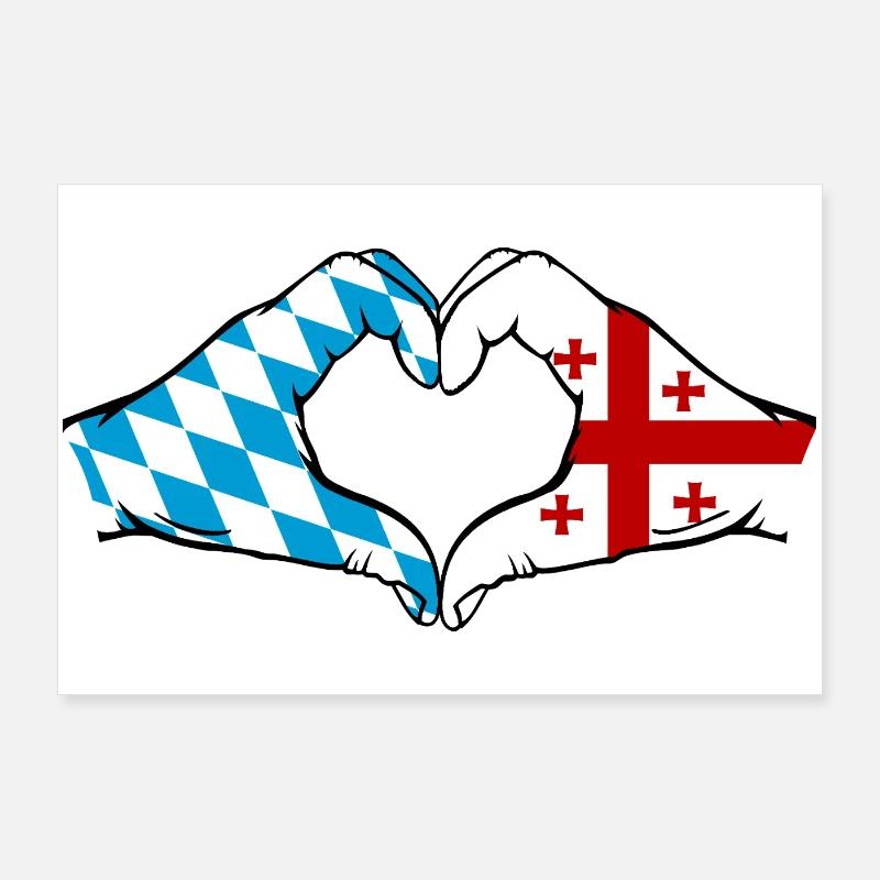 Bavière, Géorgie, Drapeau, Coeur Poster 90 x 60 cm
