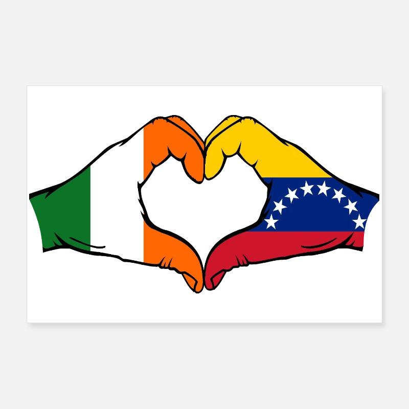 Cœur du drapeau Irlande du Venezuela Poster 90 x 60 cm