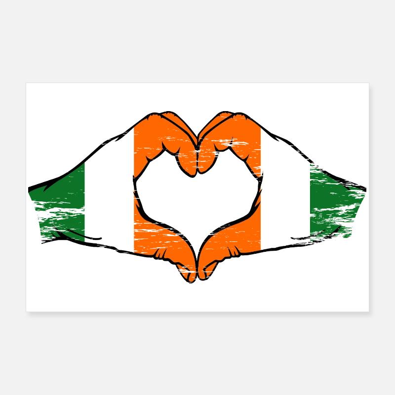 Drapeau de la Côte d’Ivoire d’Irlande Cœur utilisé Poster 90 x 60 cm