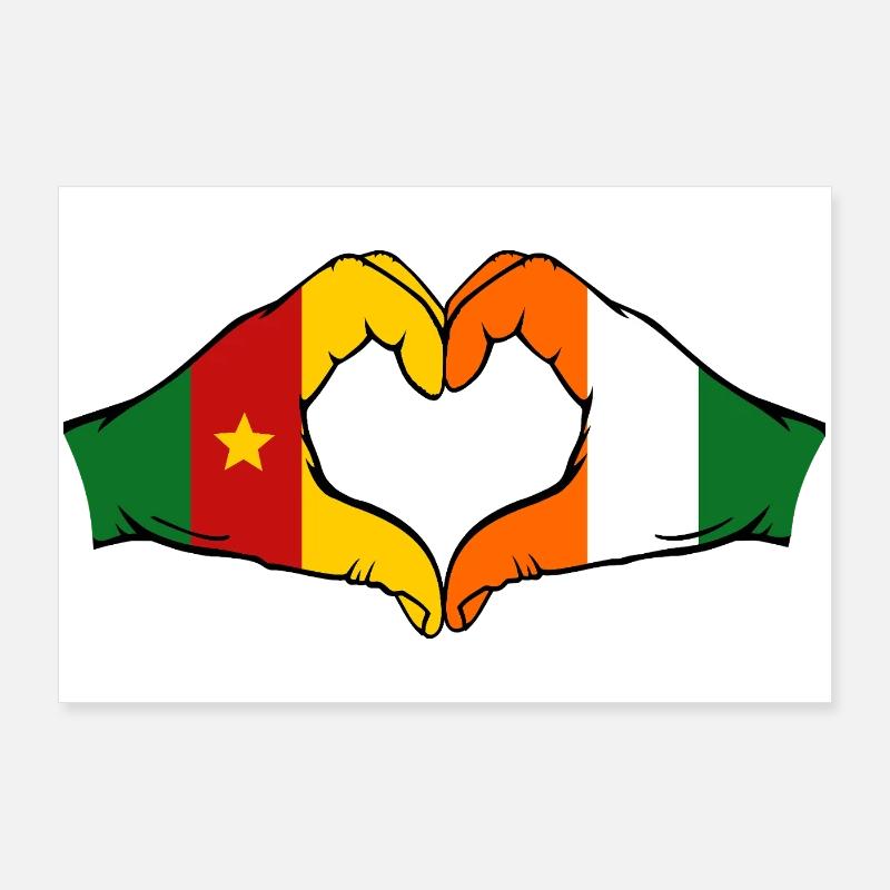 Cœur du drapeau de la Côte d’Ivoire du Cameroun Poster 90 x 60 cm
