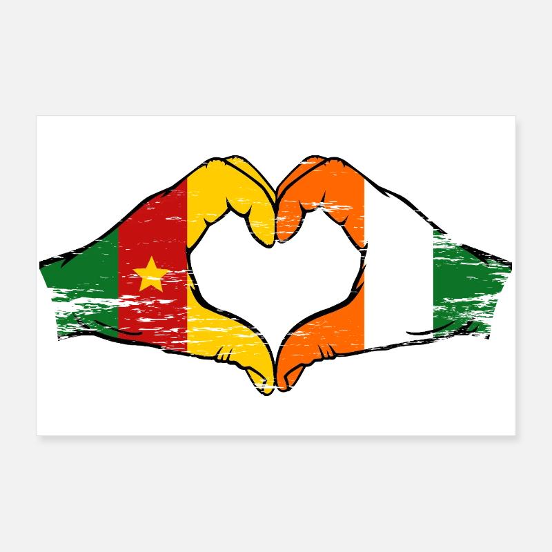 Cœur du drapeau de la Côte d’Ivoire du Cameroun Poster 90 x 60 cm