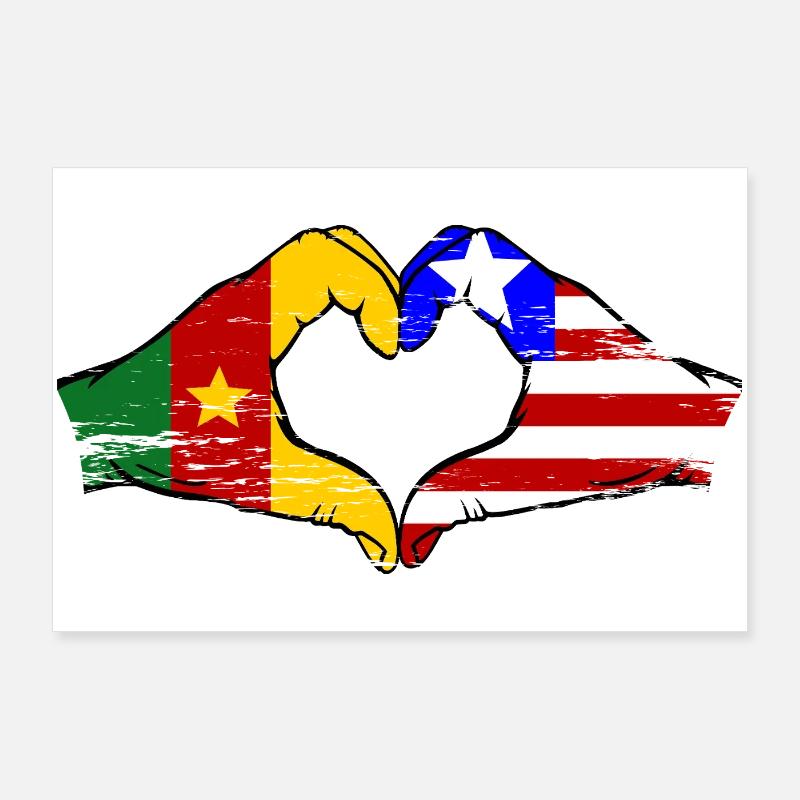 Cœur du drapeau du Cameroun du Liberia utilisé Poster 90 x 60 cm