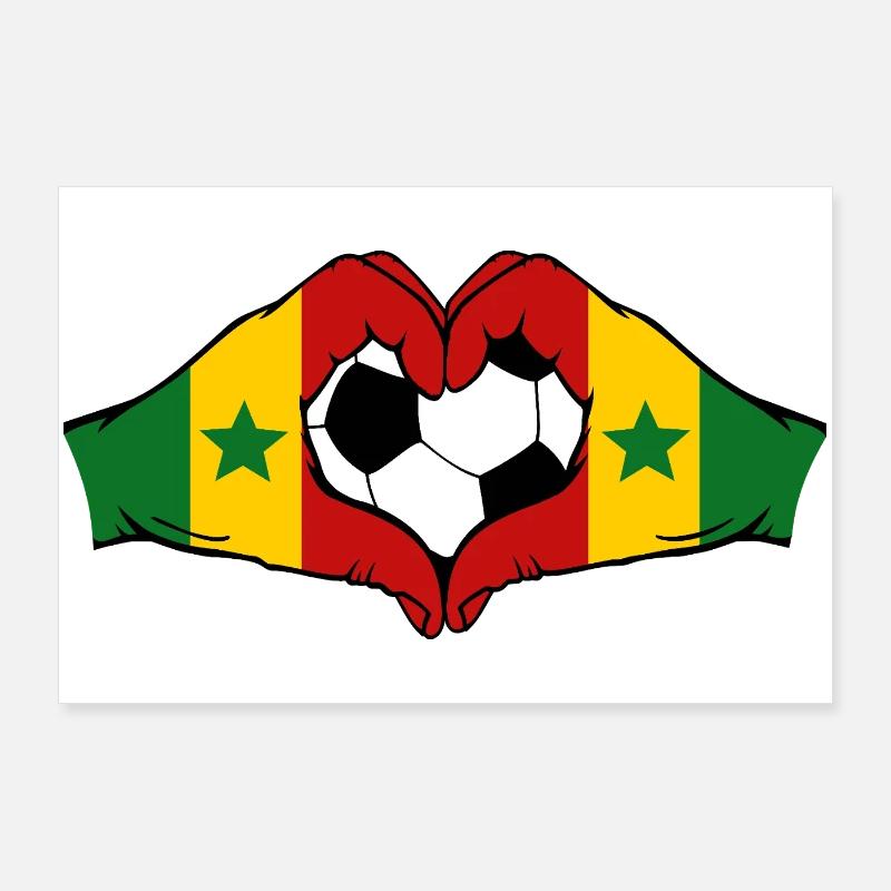 Drapeau du Sénégal Mains en forme de cœur Poster 90 x 60 cm