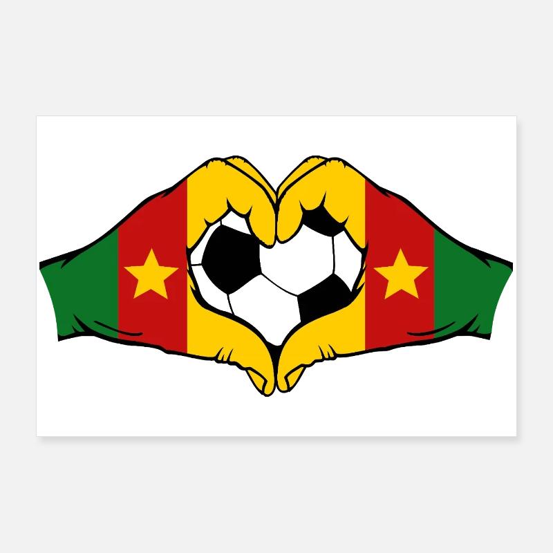 Drapeau du Cameroun, mains, forme de cœur Poster 90 x 60 cm