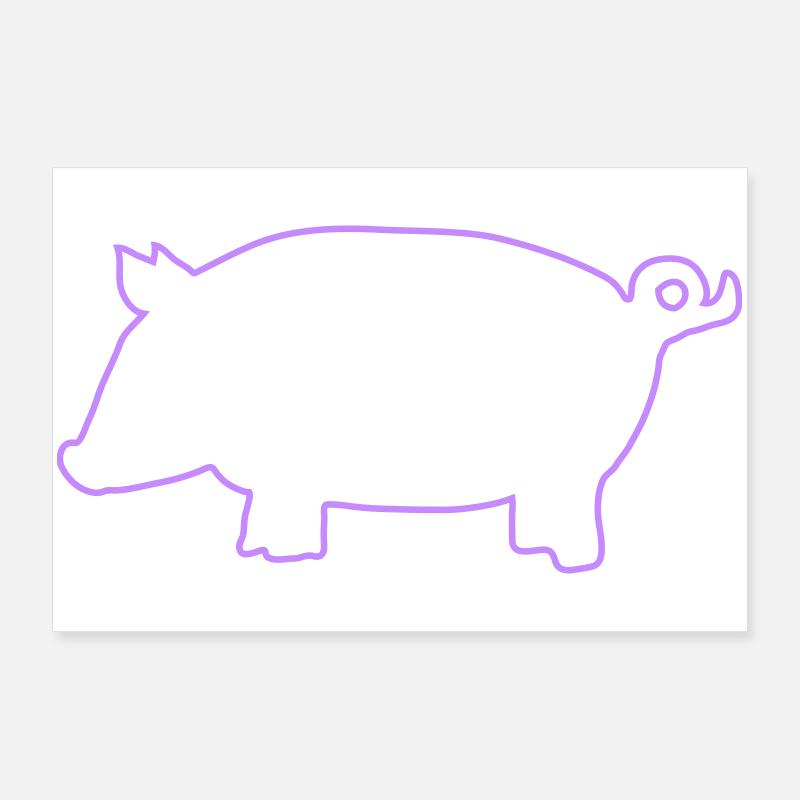 Silhouette de cochon Poster 90 x 60 cm