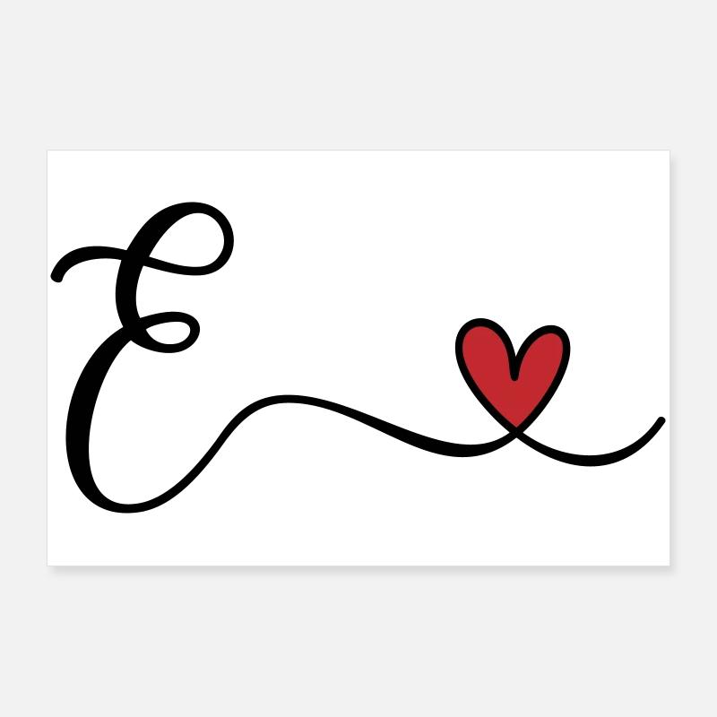 Letter E Monogram Poster 36" x 24" (90x60 cm)