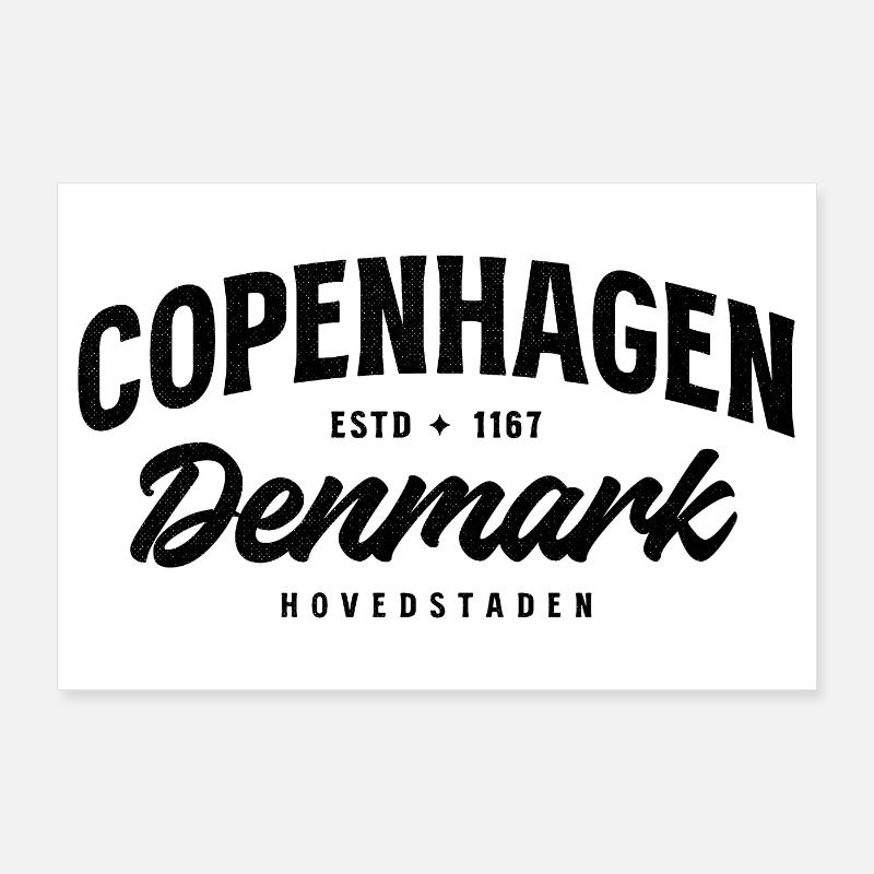 Copenhague, Danemark – Conception de villes vintage Poster 90 x 60 cm