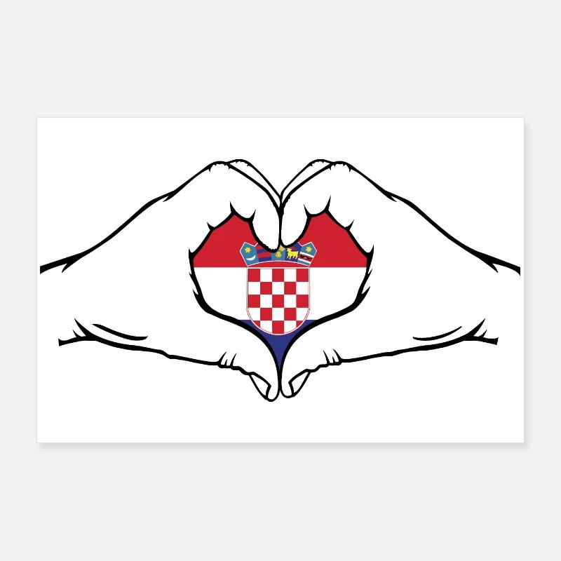 Croatia Flag Heart Shape Poster 36" x 24" (90x60 cm)
