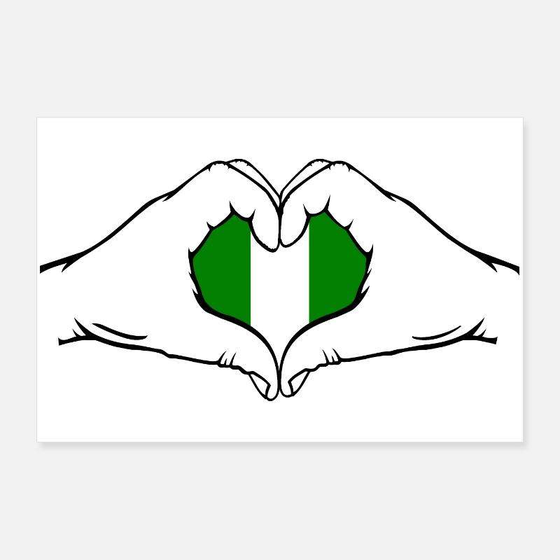 Drapeau du Nigeria en forme de coeur Poster 90 x 60 cm