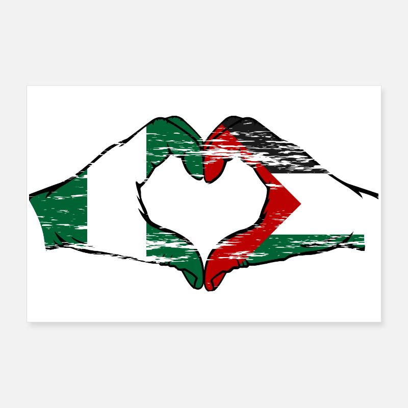 Nigeria Palestine drapeau forme de coeur utilisé Poster 90 x 60 cm