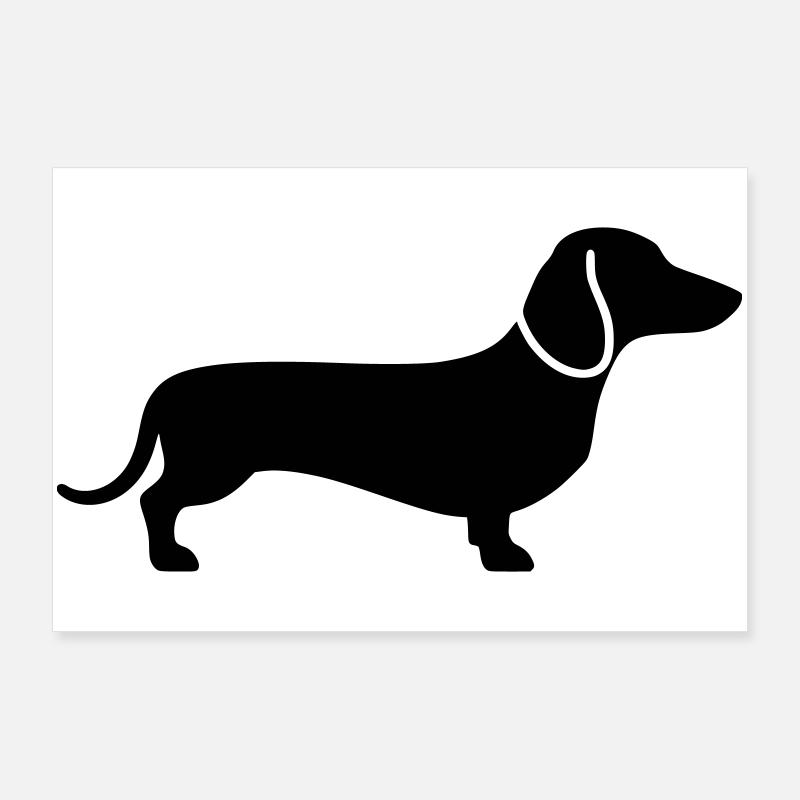 Dackel Teckel Hund Silhouette Vektor Poster 90x60 cm