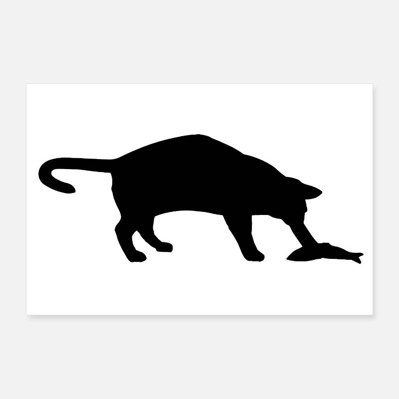 Cat and fish Poster 36" x 24" (90x60 cm)