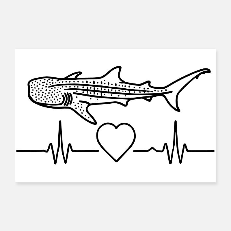 Walhai - Eleganz der Meere | Mind . Ocean . Nature - Poster 90x60 cm - Weiß
