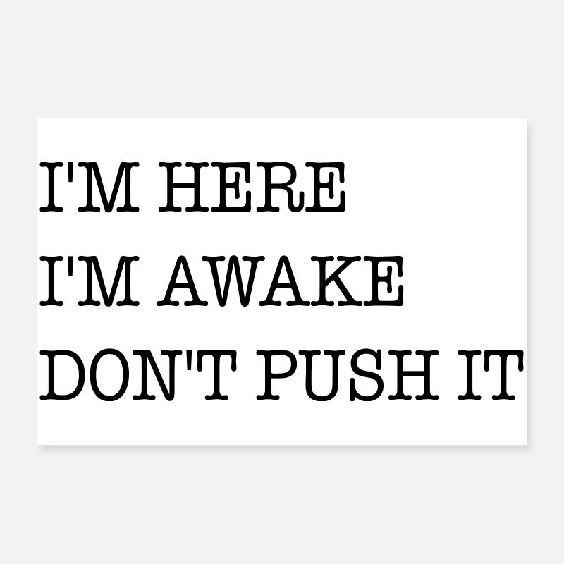 Ich bin hier. Ich bin wach. Strapazier es nicht. Poster 90x60 cm
