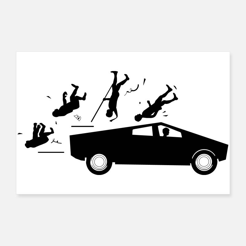 Evolution Unfall Tesla Cybertruck von Musk Poster 90x60 cm