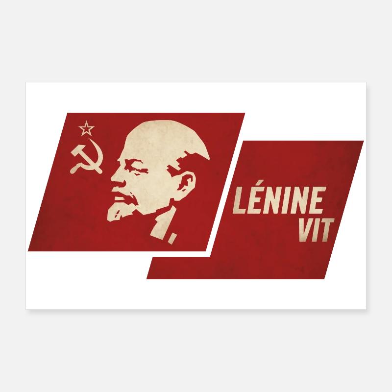 Lénine Vit Drapeau Poster 90 x 60 cm