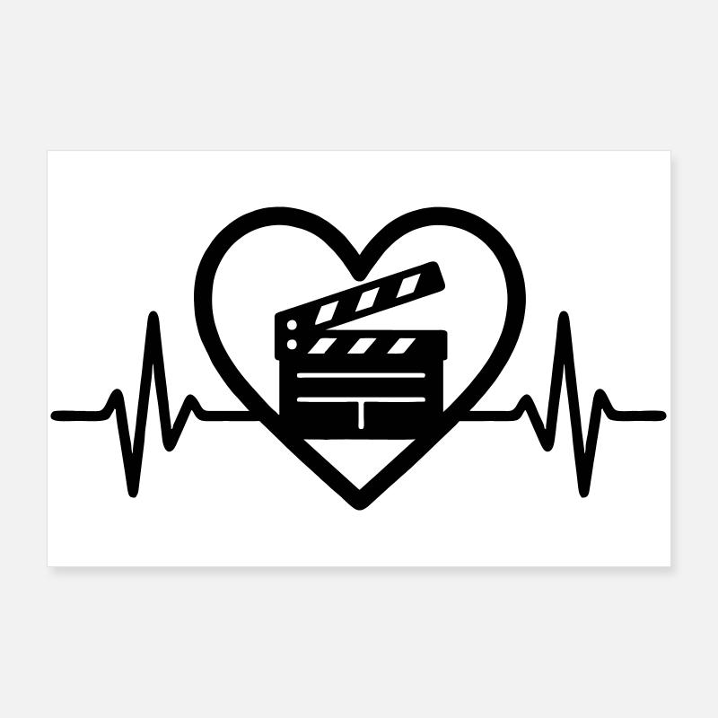 Cinéma Coeur Clapper Poster 90 x 60 cm