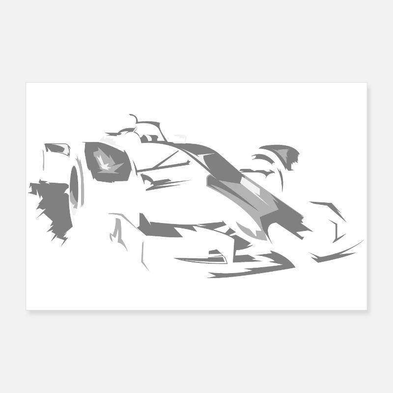 Illustration de voiture de course de formule icône de Grand Prix Poster 90 x 60 cm