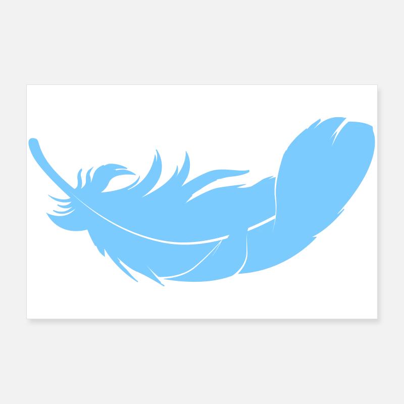 Blue Feather Silhouette Poster 36" x 24" (90x60 cm)
