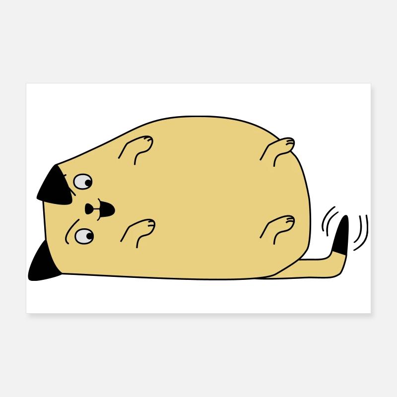 Chien regarde sa queue Poster 90 x 60 cm