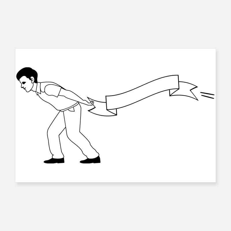 man pulls Banner | Bannerträger Poster 90x60 cm