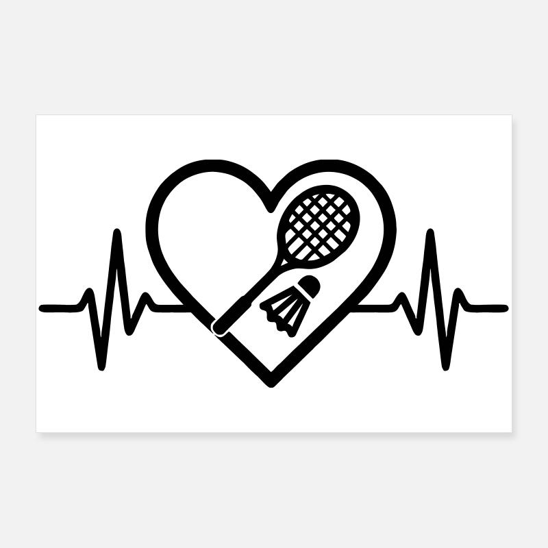 Badminton Herz Poster 90x60 cm
