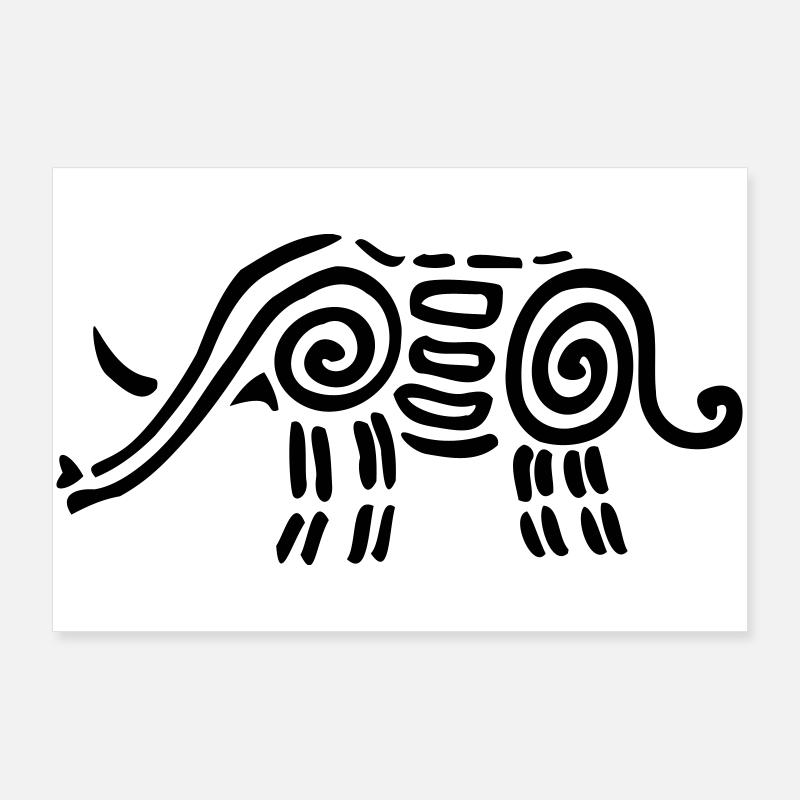 Elefant1 - Poster 90x60 cm - Weiß