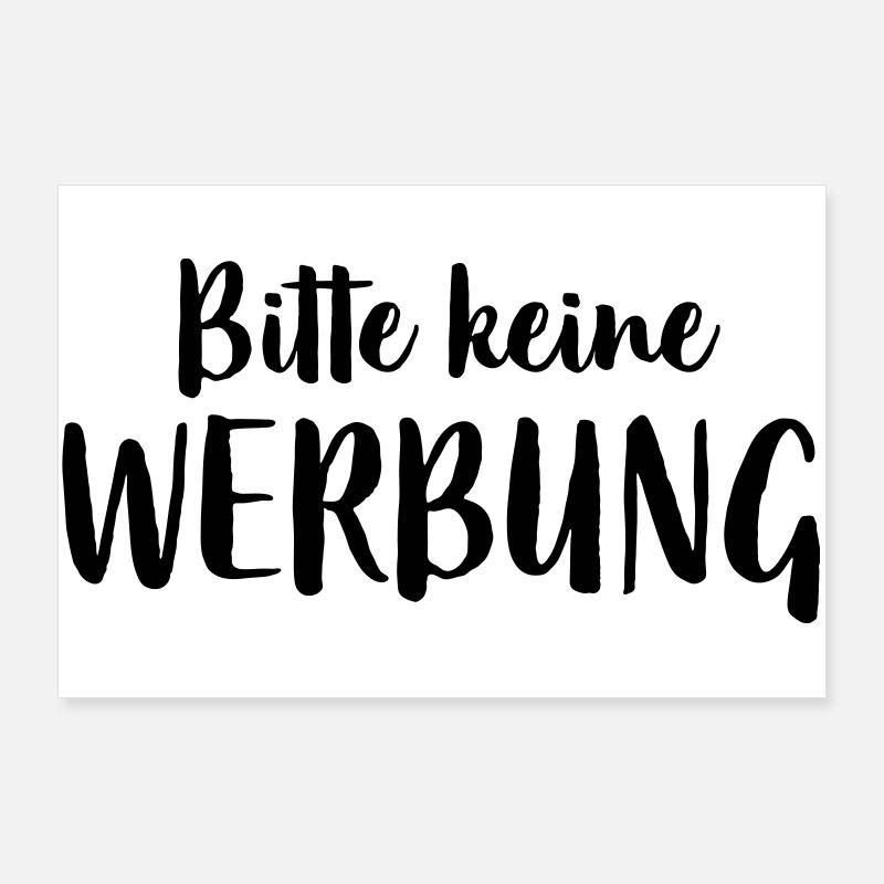Bitte keine Werbung Aufkleber Briefkasten - Poster 90x60 cm - Weiß