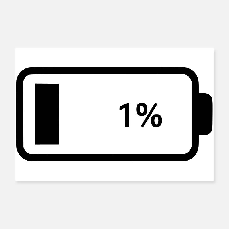 Empty battery battery 1% Poster 36" x 24" (90x60 cm)