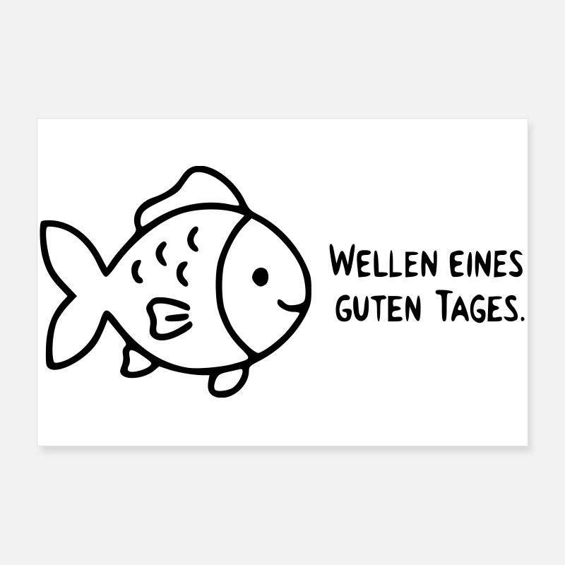 Jeu de mots de poisson | Vagues d’une bonne journée Poster 90 x 60 cm