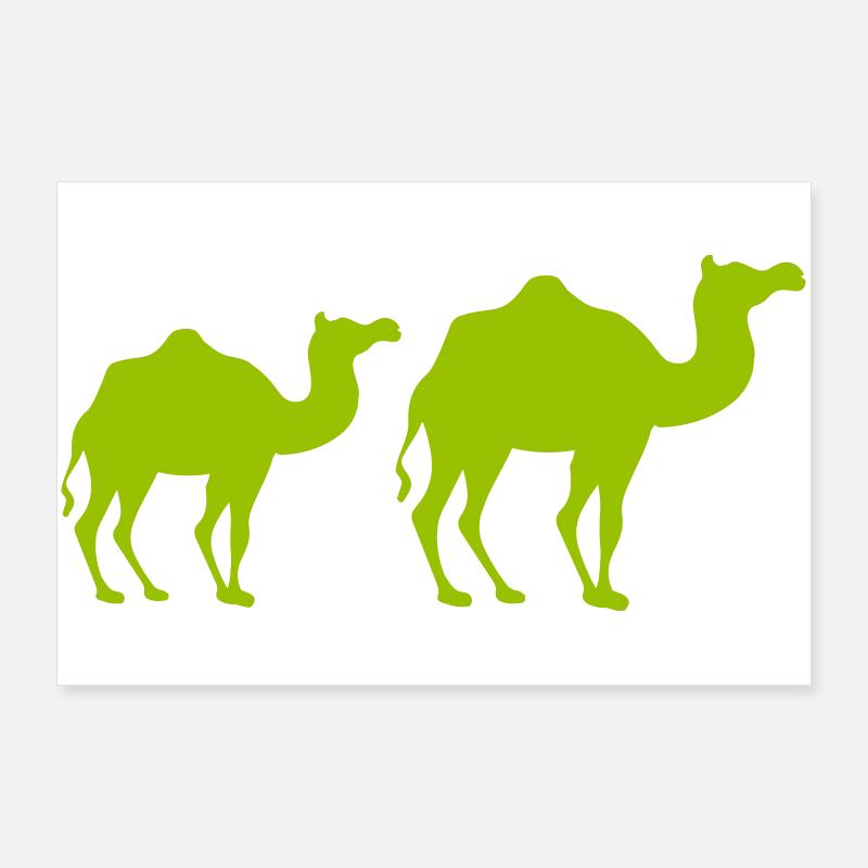 Duo Silhouette Camel Vert Néon Poster 90 x 60 cm
