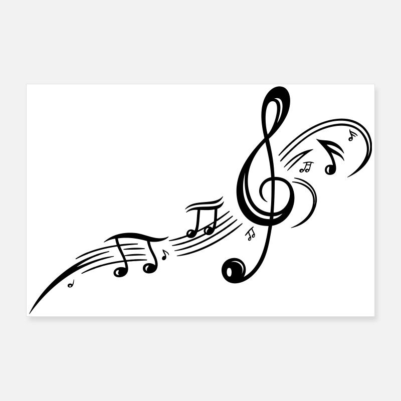 Les notes de musique, clefs, musique Poster 90 x 60 cm