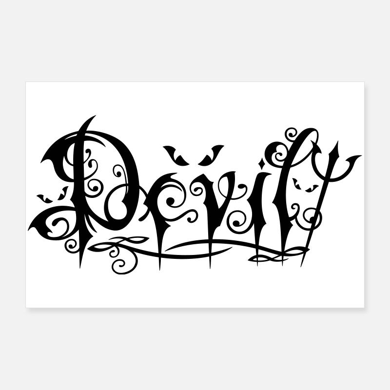 Devil Schriftzug im ornamentalen Gothic-Stil Poster 90x60 cm