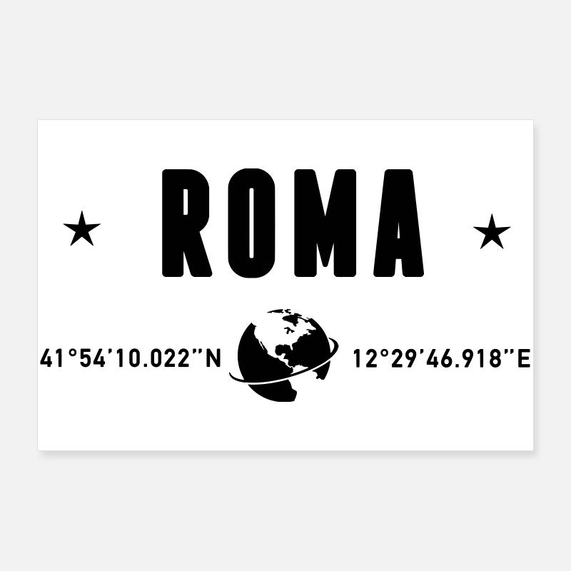 Roma Italy GPS Coordinates Globe Poster 36" x 24" (90x60 cm)