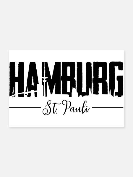 Hamburg St. Pauli, Reeperbahn, Kiez - Poster 90x60 cm - Weiß - Vorne