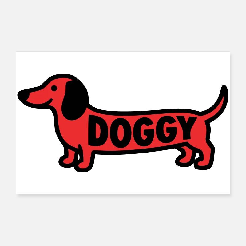 Teckel Chien Chien Dit Rouge Poster 90 x 60 cm