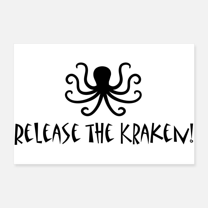 Release the Kraken - Poster 90x60 cm - Weiß