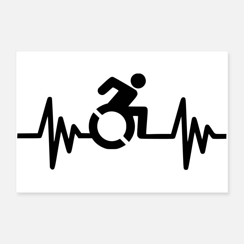 Bild Rollstuhlsymbol mit Herzfrequenz * - Poster 90x60 cm - Weiß