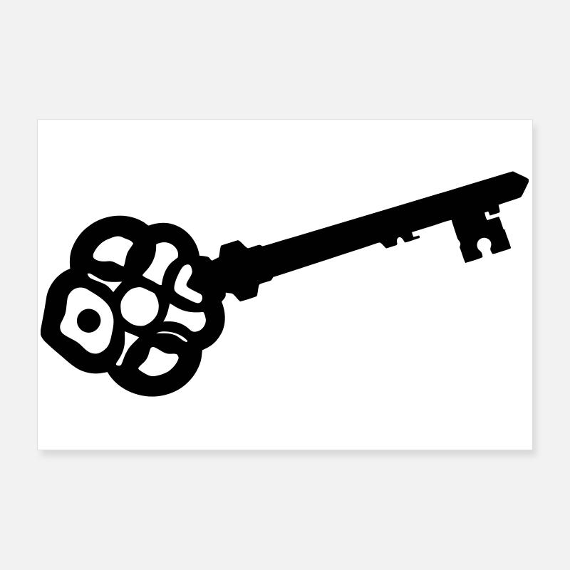 Ornate Skeleton Key Silhouette Poster 36" x 24" (90x60 cm)