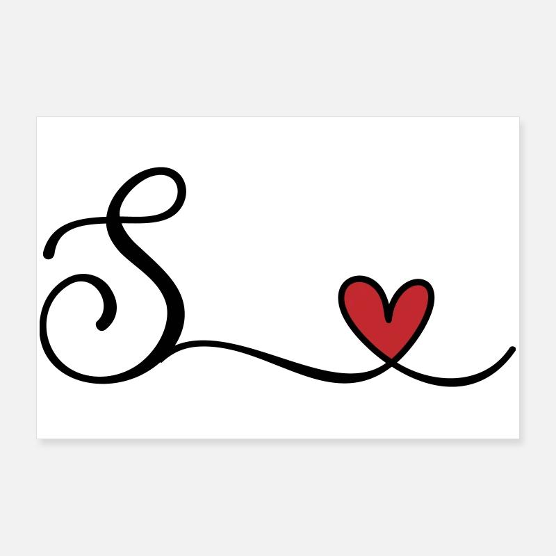 Buchstabe S Monogramm mit Herz Poster 90x60 cm