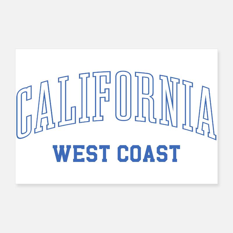 California West Coast Typography Tee Poster 36" x 24" (90x60 cm)