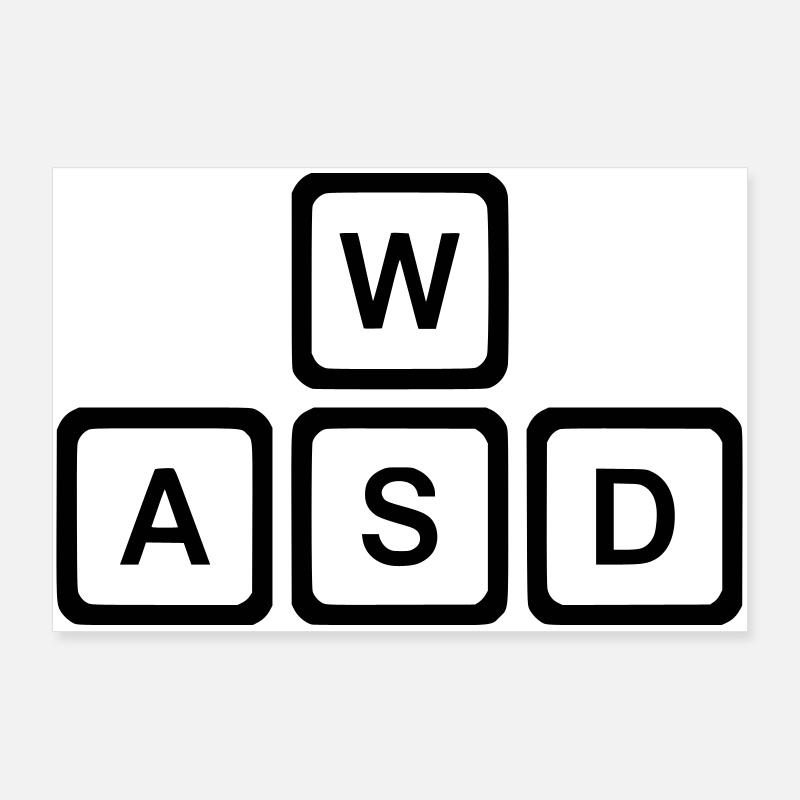 WASD Keys PC Gaming Nerd Vector Poster 36" x 24" (90x60 cm)
