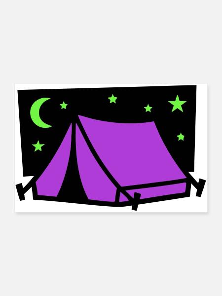 Camping Zelt Sterne Grafik - Poster 90x60 cm - Weiß - Vorne