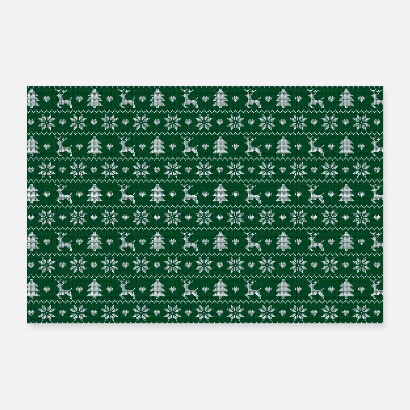 Christmas Deer pattern Poster 12" x 8" (30x20 cm)